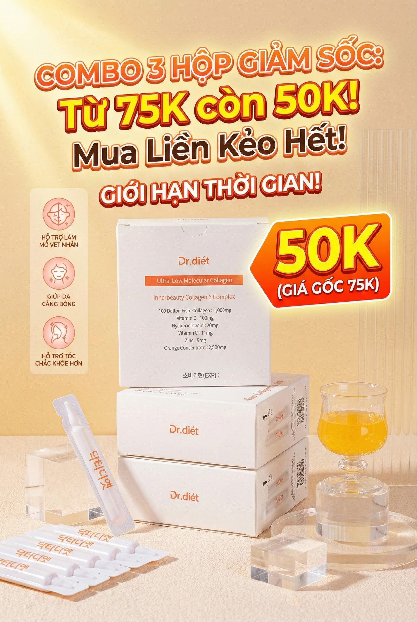 [ COMBO SIÊU HỜI] 3 hộp collagen tiết kiệm 20k